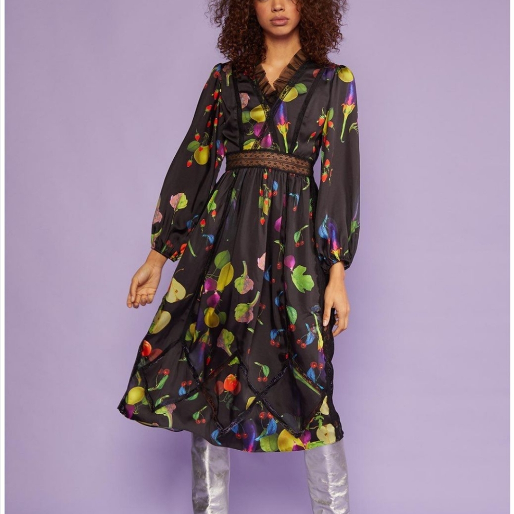 Cynthia Rowley midi silk dress Krystal size 8